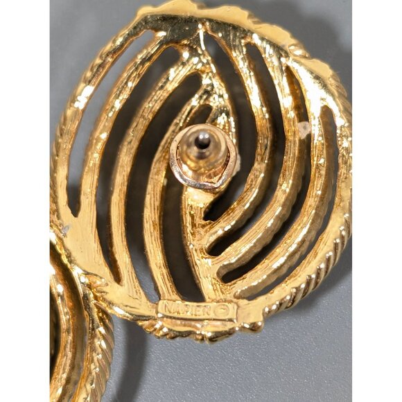 Vintage Napier Gold Tone Textured Knot Round Dome Pierced Earrings Classic - Picture 8 of 9